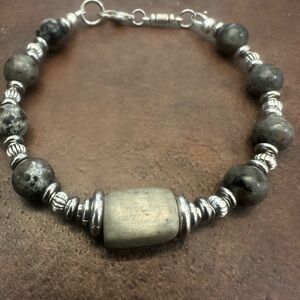 Elegant Silver and Gray Beaded Bracelet